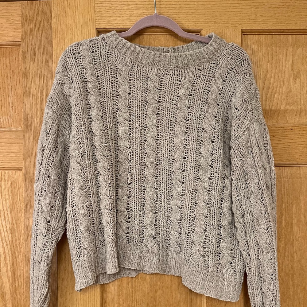 American Eagle Outfitters Textured Knit Sweater - Beige